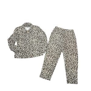 Vintage Forwear New York cream and brown leopard suit set L
